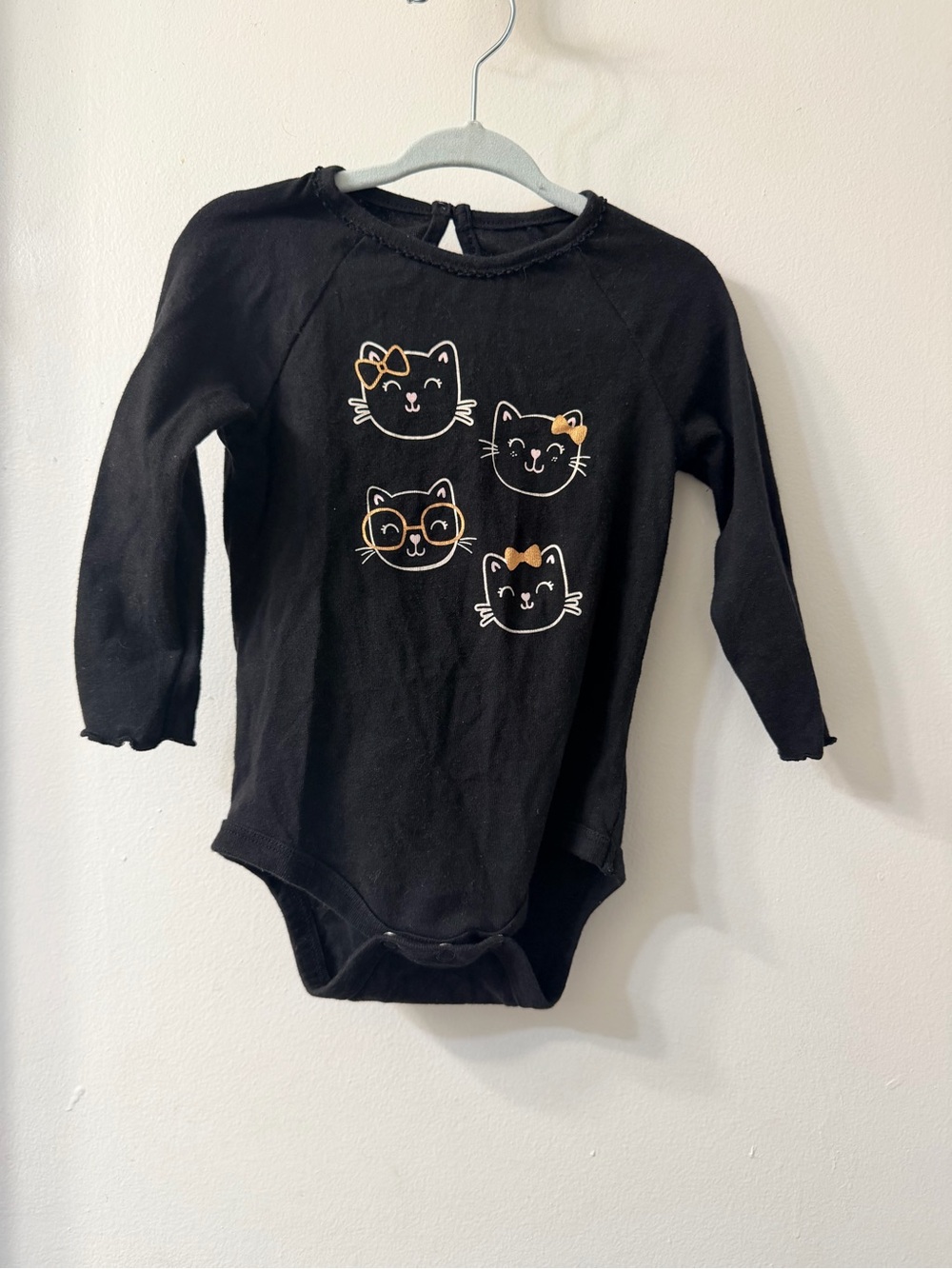 Garanimals Black Long-Sleeve Cat Graphic One-Piece